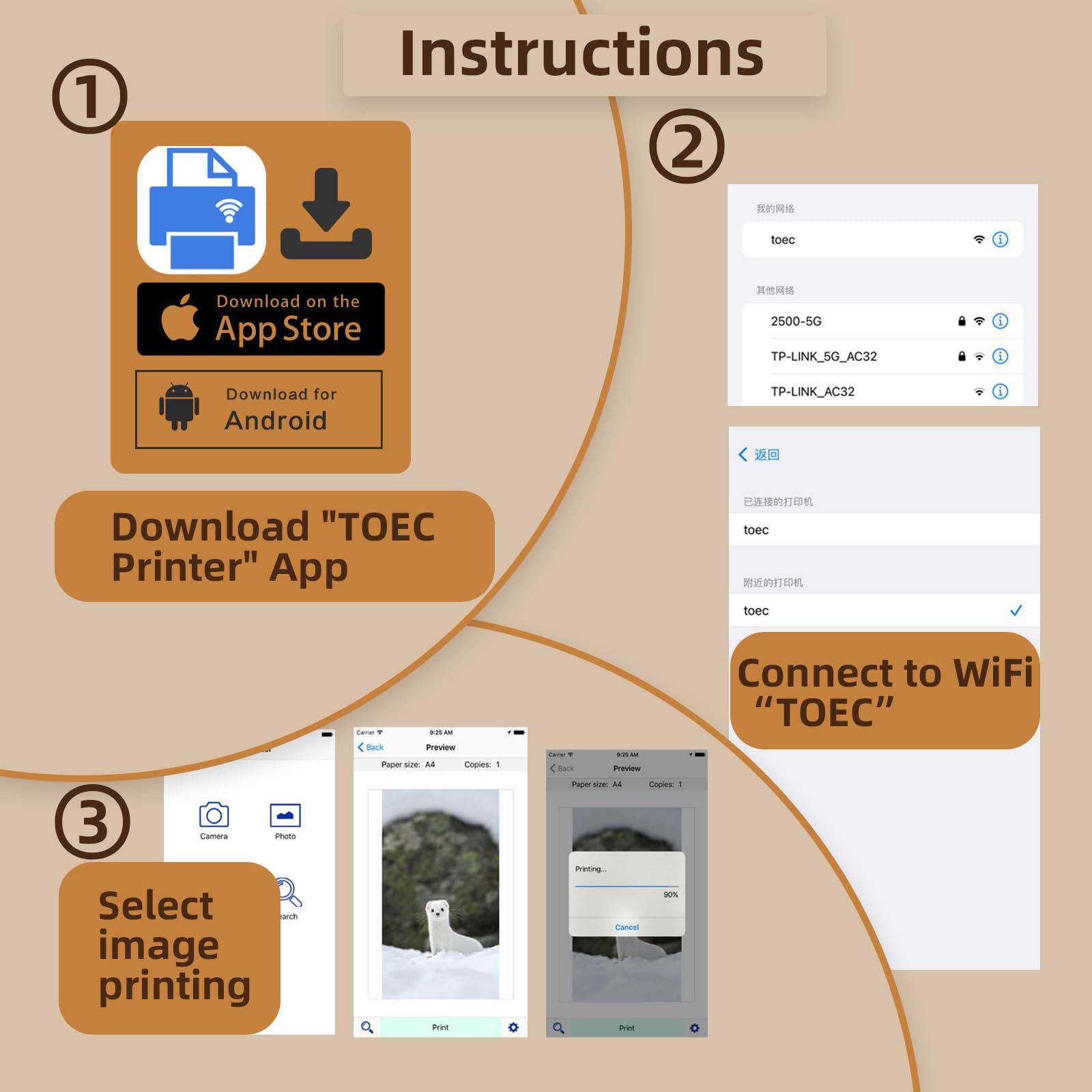 ATOMUS ATOMUS Tattoo Transfer Stencil Machine, Mini Thermal Copier Printer Connected Phone Computer Portable USB WiFi Tattoo Printer