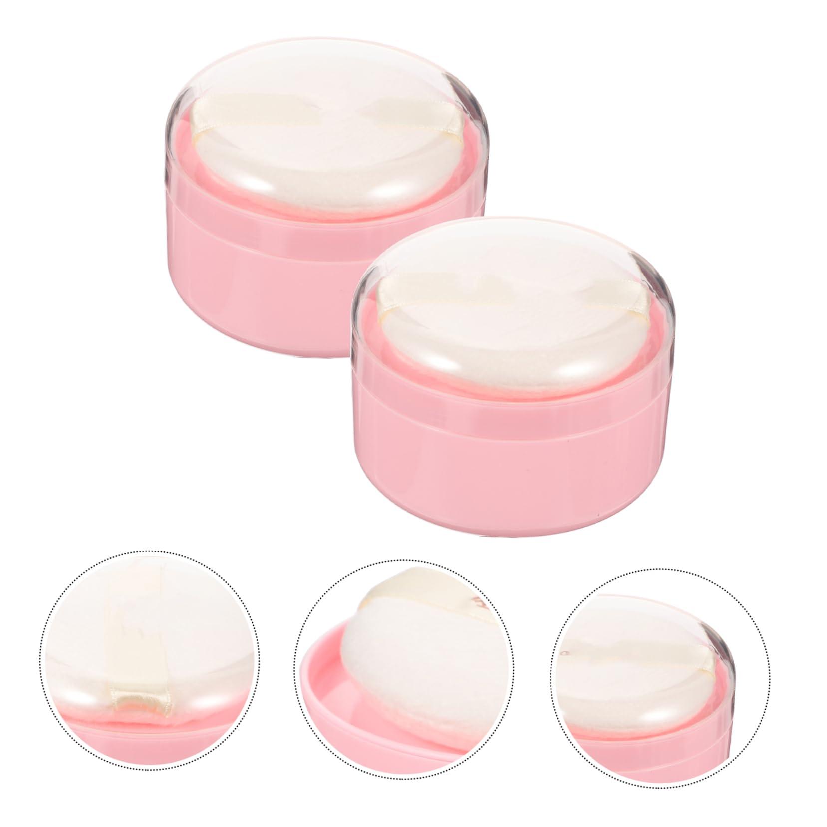 KOMBIUDA KOMBIUDA 2Pcs Loose Powder Puff Containers with Puffs Dusting Powder Boxes for Body Powder Travel-Friendly Cosmetic Puff for Home -go Use