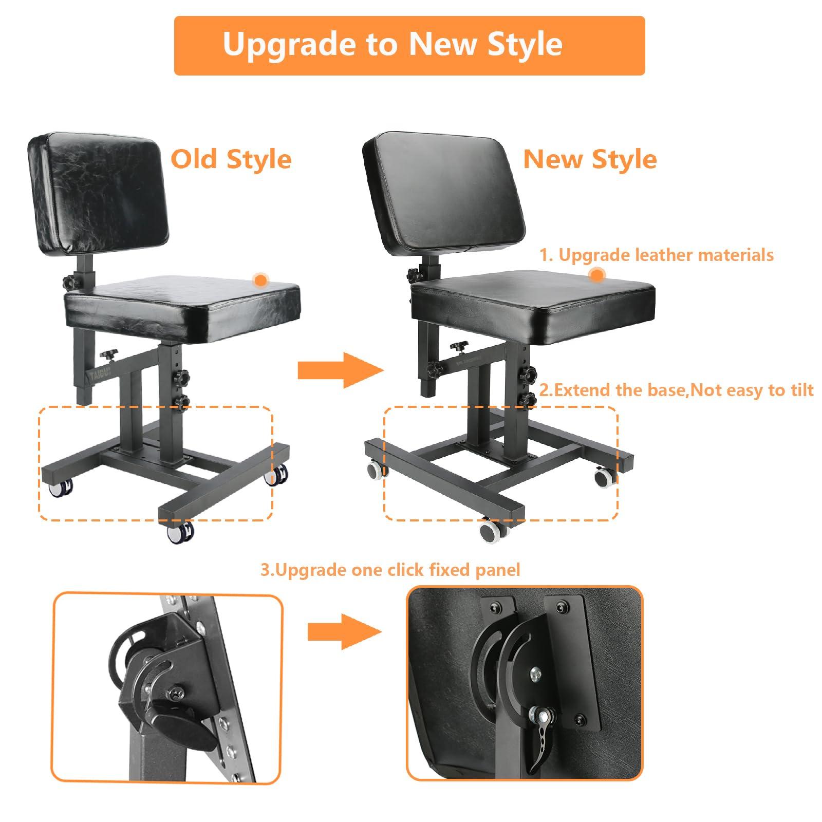 Hombtce Hombtce Upgrade Multifunctional Tattoo Chair with Wheels, Tattoo Arm Rest, Tattoo Artist Chair, Big arm, Forearm, Back Tattoo, Daily seats, Upgrade leatherExtend the base, One Click Fixed Pad