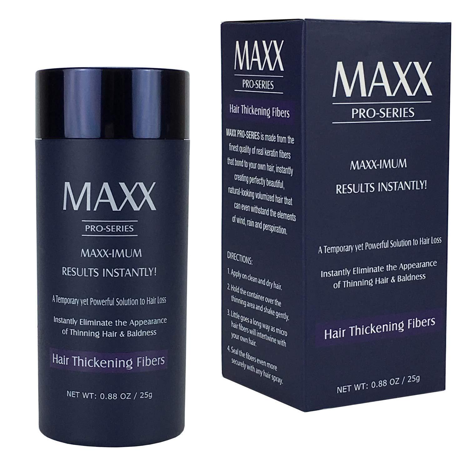 MAXX PRO-SERIES MAXX PRO-SERIES Volumizing Hair Fibers with real Keratin for Thinning Hair/Hair Loss – Dermatologist Tested and Certified Hypoallergenic - 60 days + supply - Multiple Colors Available (Dark Brown)