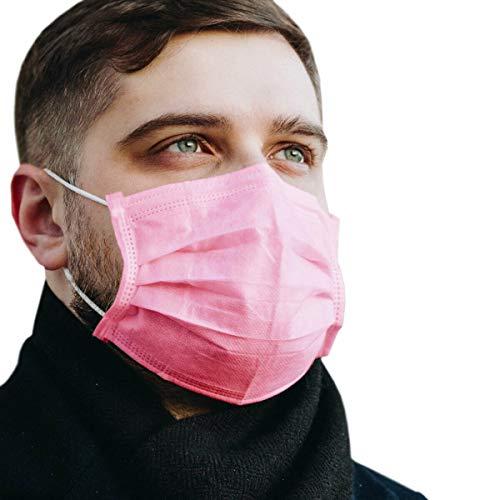 HINCINK HINCINK 1000 Pcs Bulk Disposable Face Mask, Thick 3-Layers Breathable Facial Mask (pink 1000pcs)