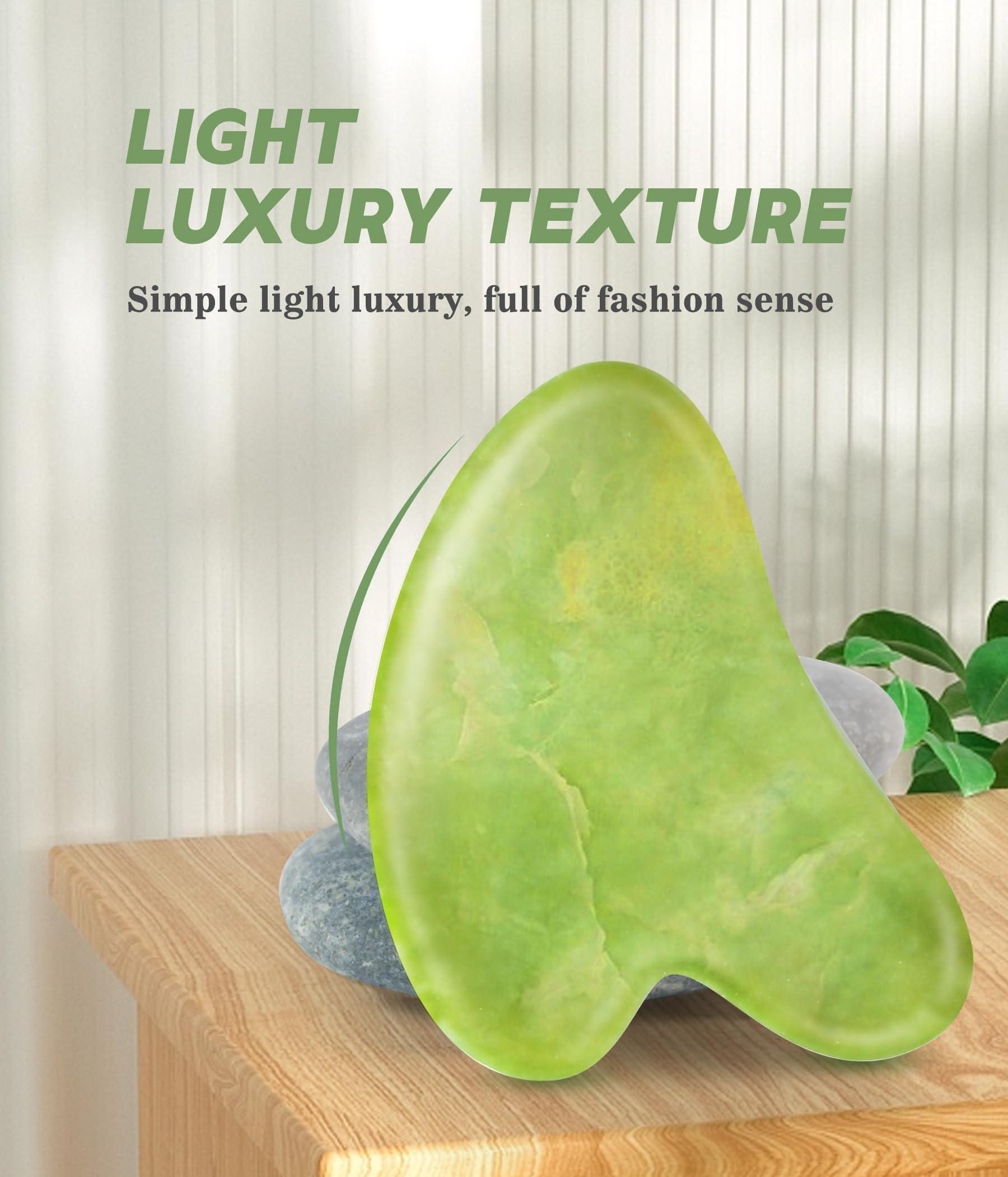Boncun Jade Gua Sha Facial Tools Guasha Tool for Face Massager Stones Gua Sha Stone Skincare Tools Facial Massager Tool Body Face Massage Tools Sculpting (Green)