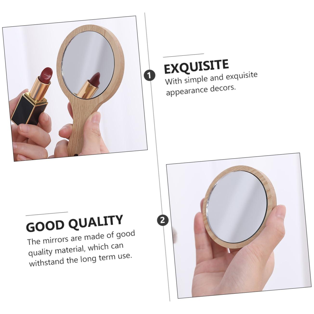 NOLITOY NOLITOY 4pcs Handle Vanity Mirror Handheld Mirror LED Pocket Mirror Mini Portable LED Makeup Handheld Portable Mirror Pocket Cosmetics Mirrors Women Makeup Hand Mirror Tabletop Wooden