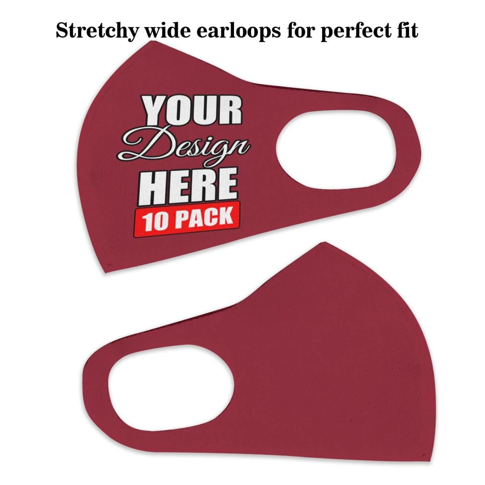 ANGELJUAN 10 Pack Custom Face Mask Text Photo Logo Customized Masks Unisex, Light Red
