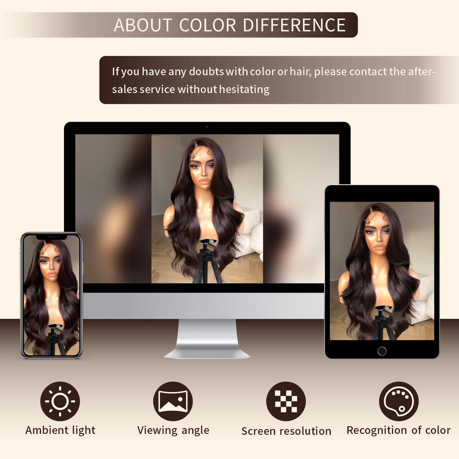 BrownBomb BrownBomb Body Wave Lace Front Wig, Synthetic Lace Front Wig Pre Plucked Glueless Wigs 13X5X1 HD Lace Front Wigs for Women 24inch Side Part Wig (Brown, 24)