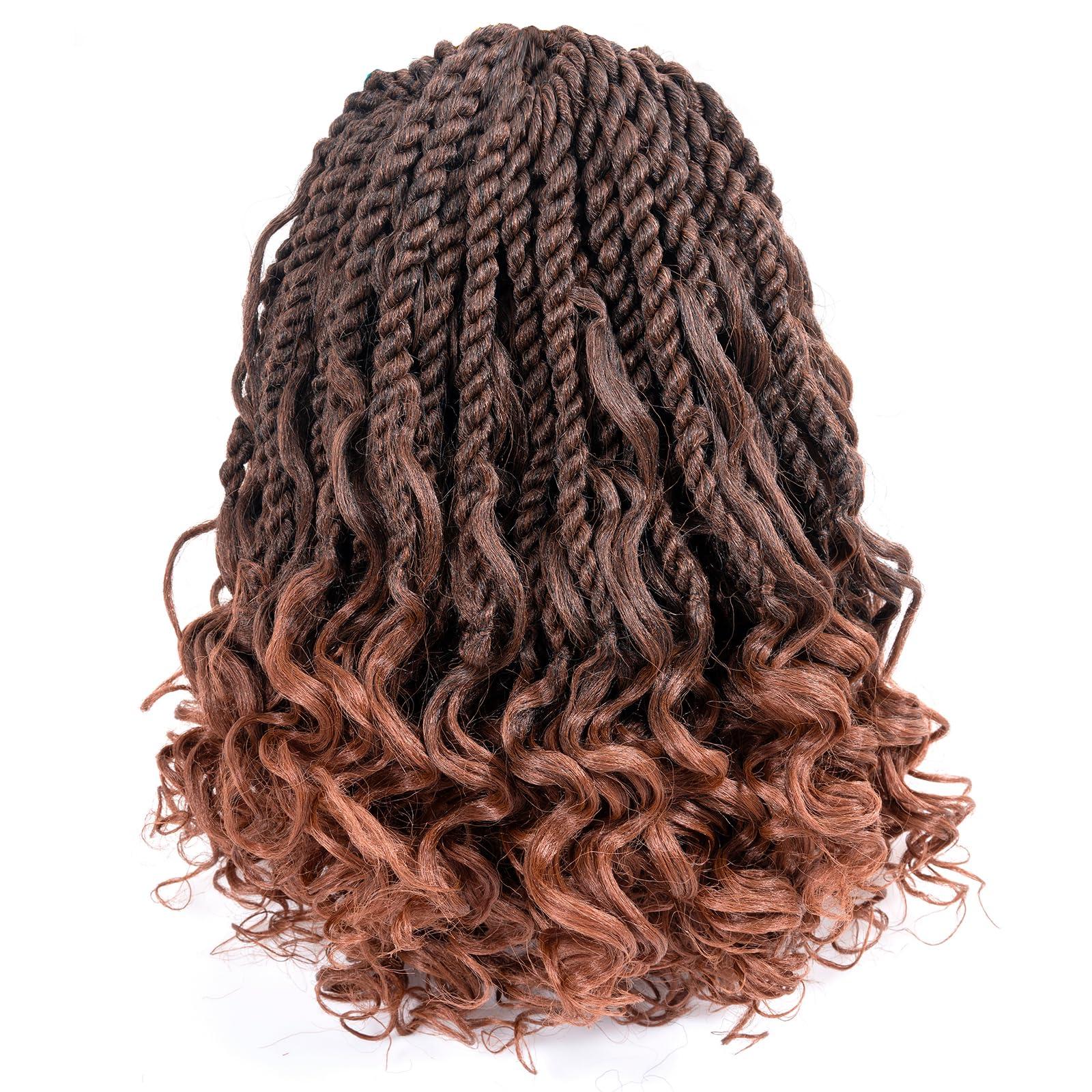 ToyoTress ToyoTress Boho Island Twist Crochet Hair - 12 Inch 8 Packs Short Bob Ombre Brown Boho Havana Twist Crochet Braids Synthetic Braiding Hair (12 Inch,T30-8P)