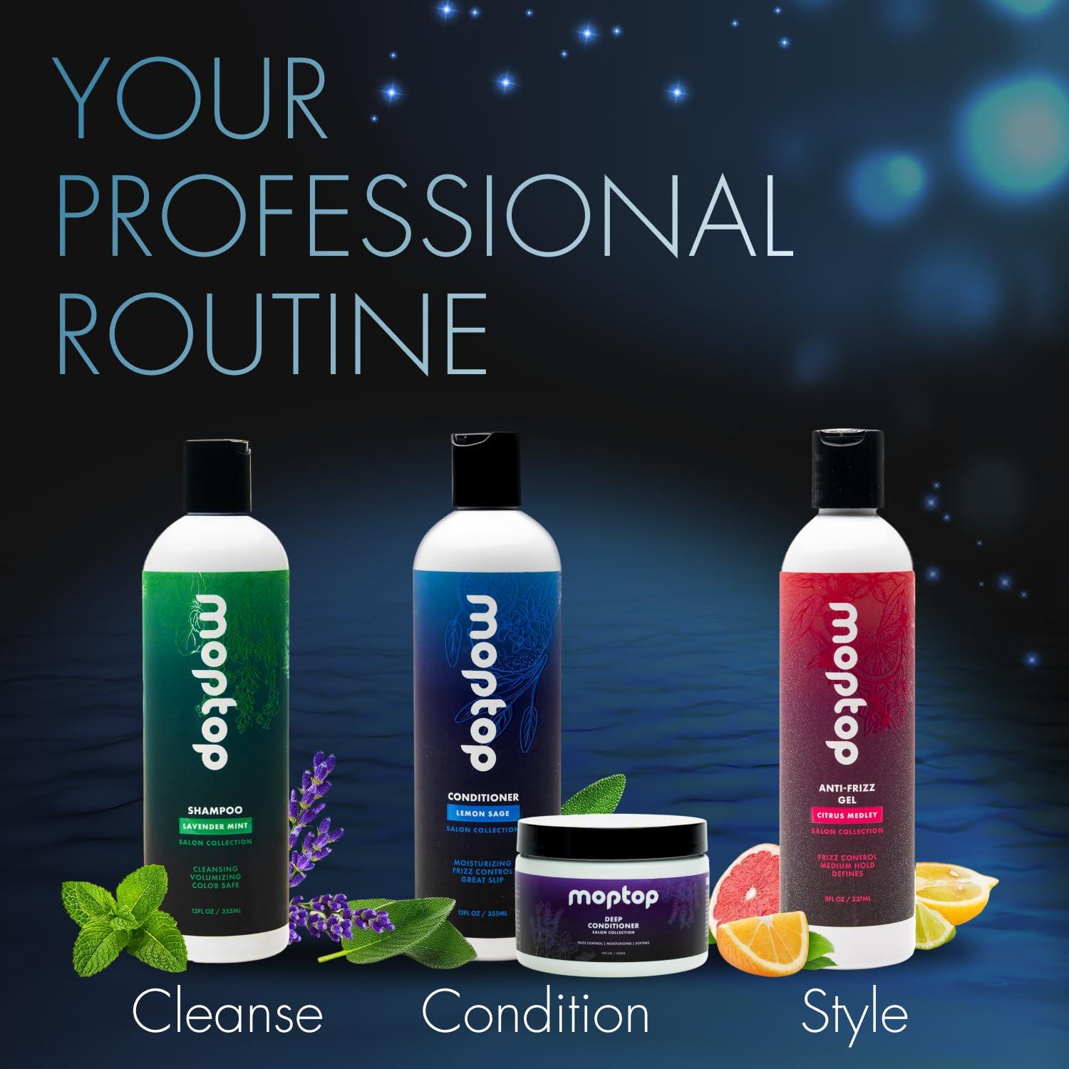 MopTop MopTop Salon Daily Conditioner  Color Safe Salon Quality Hair Moisturizer to Restore Dry, Damaged Hair & Reduce Frizz, Sulfate & Paraben Free Hair Care for All Hair Types (Lemon Sage, 32oz)