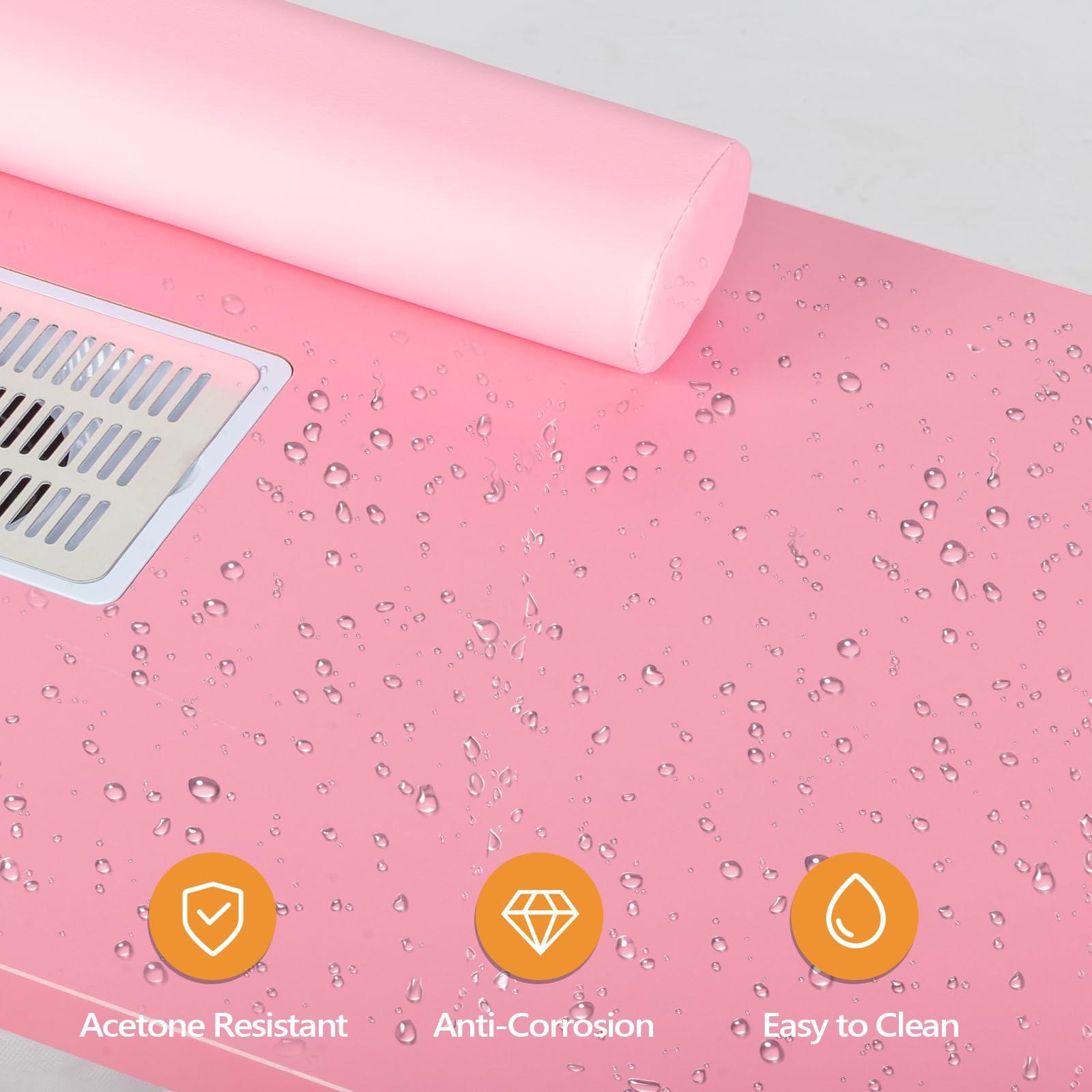 OmySalon OmySalon Manicure Table Nail Desk for Nail Tech, Nail Table Beauty Salon Tech Station w/Electric Downdraft Vent, Lockable Wheels,Wrist Cushion,Storage Drawers