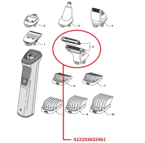 SERVICE_PARTS Philips Norelco Replacement BodyGroom Head for BT5511, MG3750, MG5750, MG7750, MG7770, MG7790, MG7791