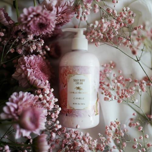 Camille Beckman Camille Beckman Camille Scented Silky Body Cream, Daily Moisturizer for All Skin Types, Non-Greasy Vegan Formula to Nourish and Soften Hands and Body, 13 Ounce