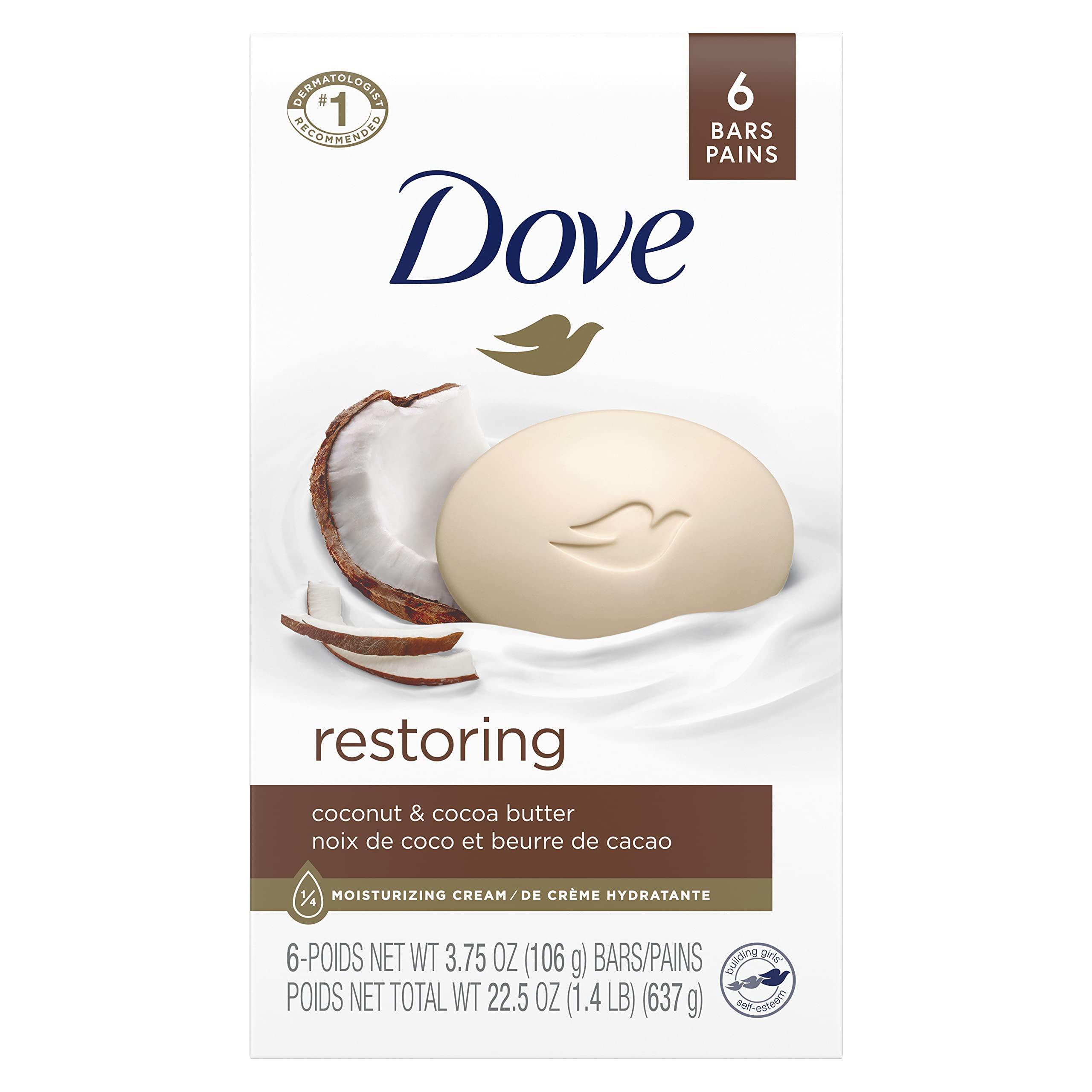 Dove Dove Cucumber Green Tea and Coconut Milk Beauty Bars for Softer Skin More Moisturizing Than Bar Soap 6 Bars 3.75 oz Each