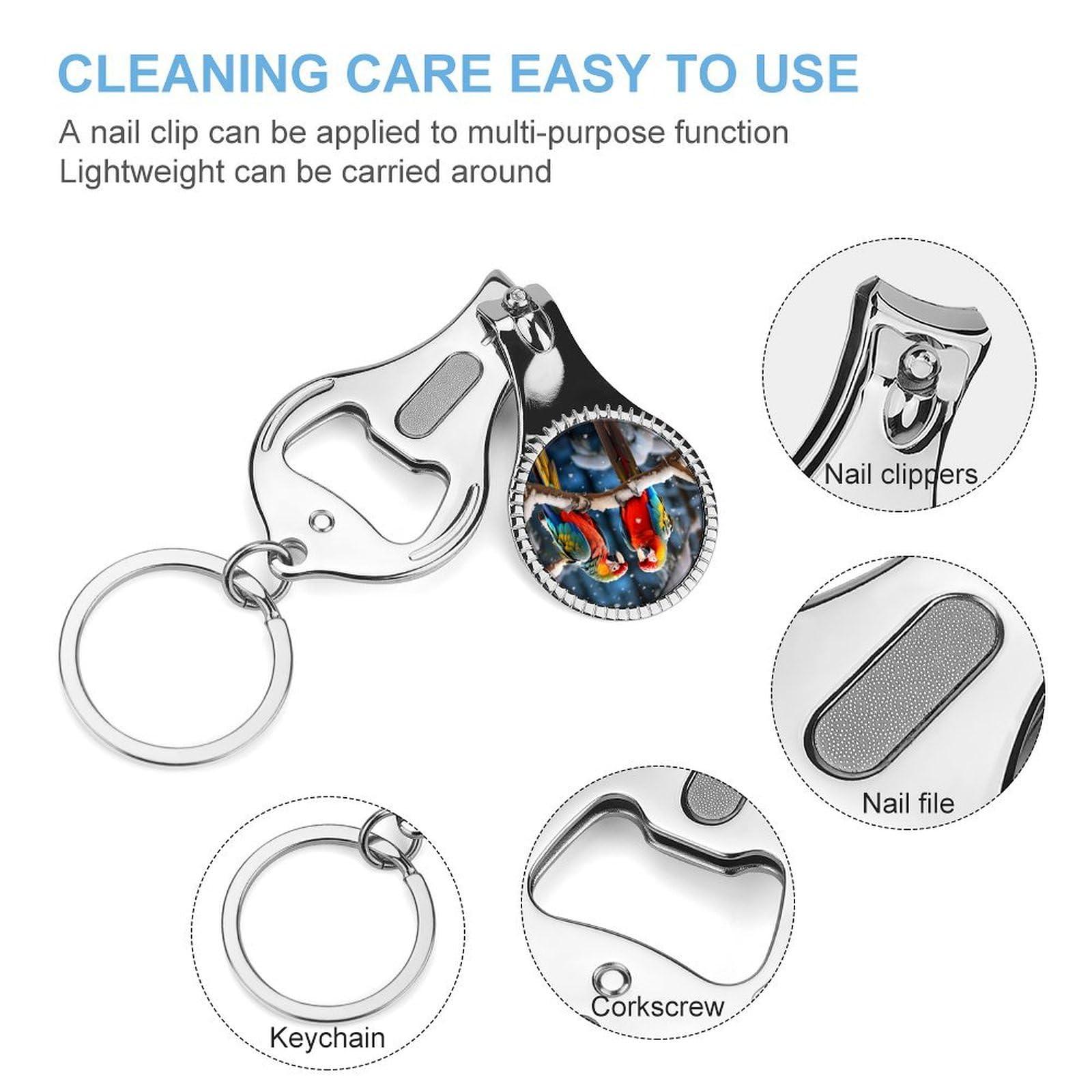 XKAWPC Parrot in Snowy Day Fingernail Clipper with Nail File Metal Nail Clippers Portable Nail Cutters