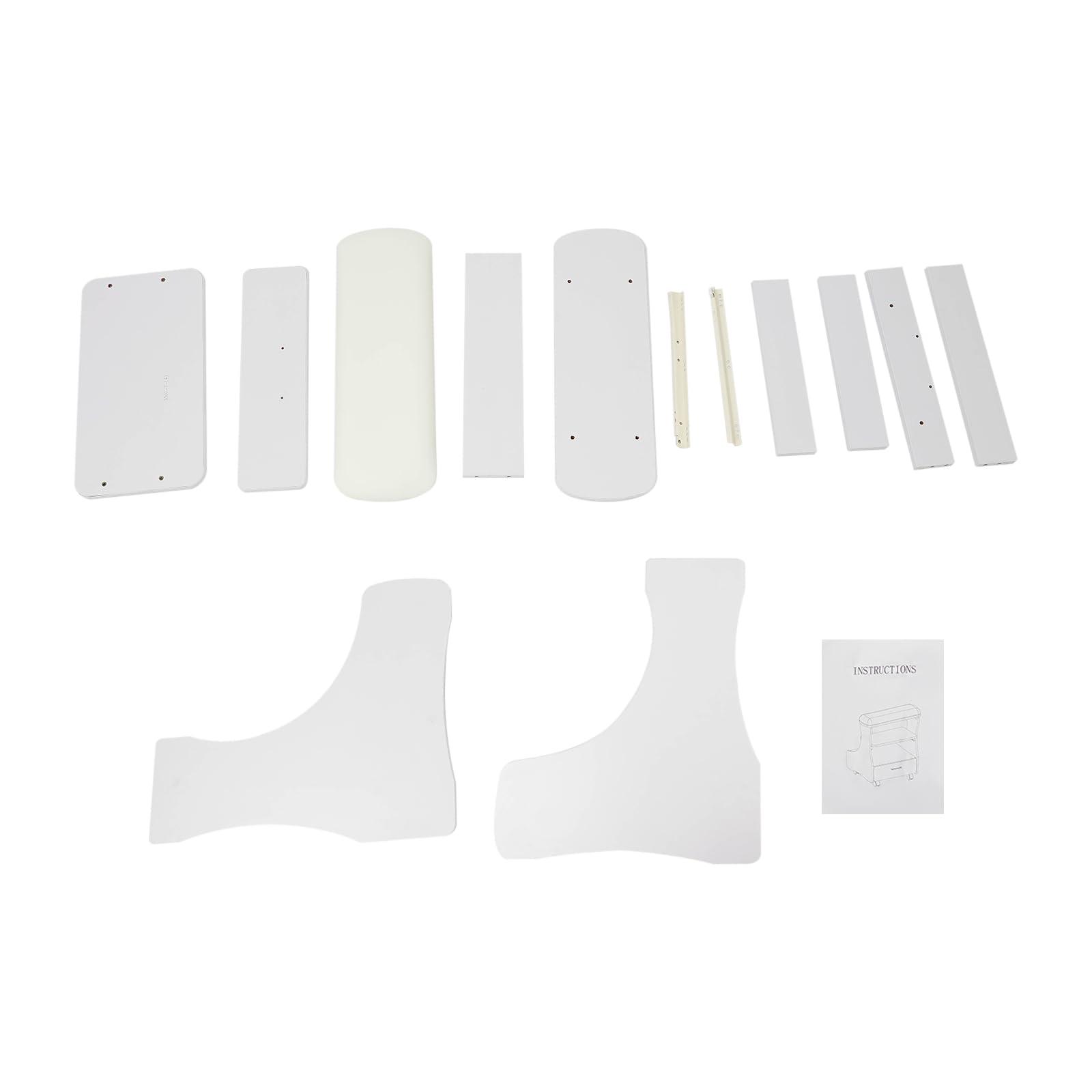 FFanhia FFanhia Portable Pedicure Cart with Wheels and Drawer, Foot Bath Stool with Shelf for Manicure Massage Salon - White