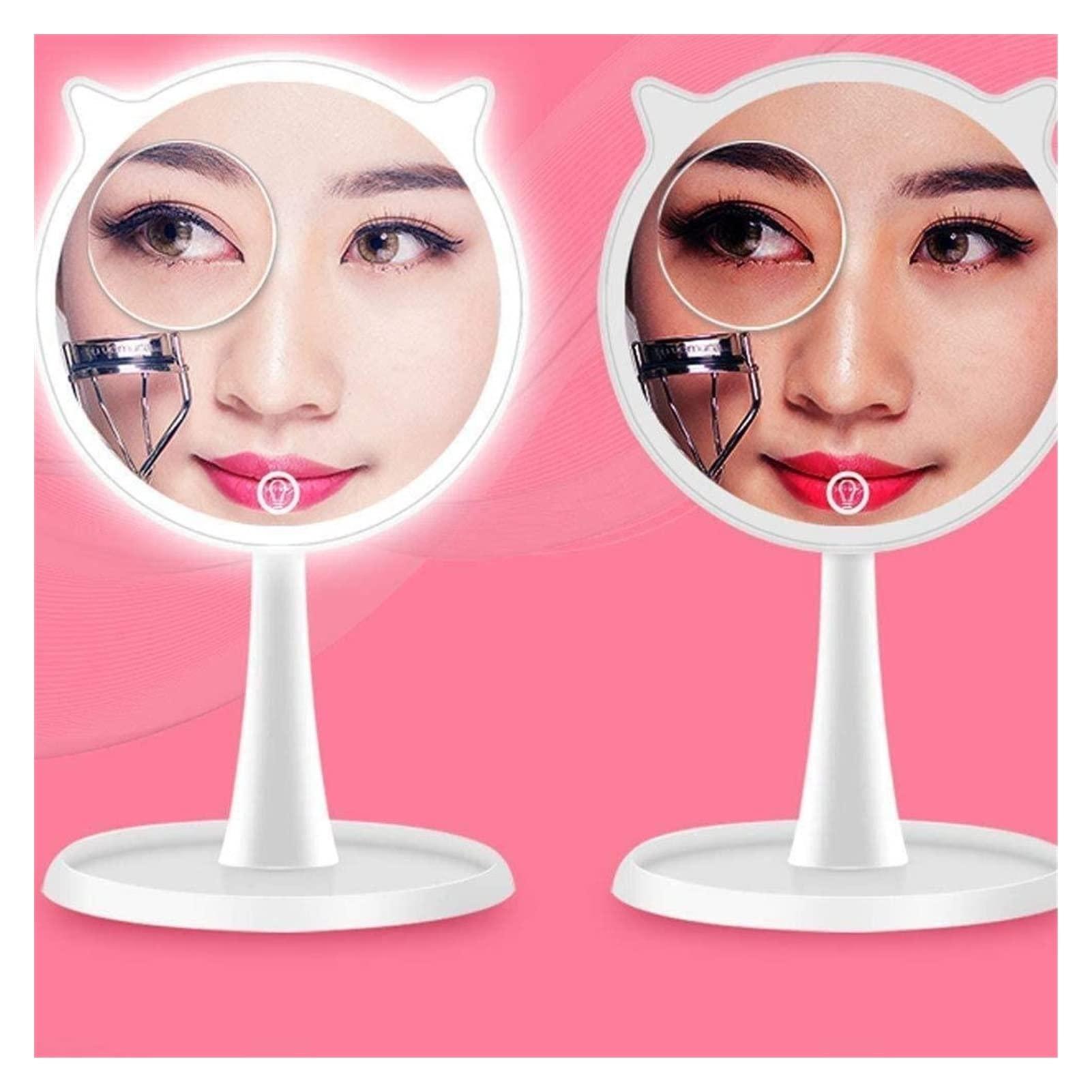DHAEY DHAEY Makeup Mirror, Desktop Smart Light Magnifying Glass Desktop t-Button Screen Countertop Mirror. Living Room Bathroom