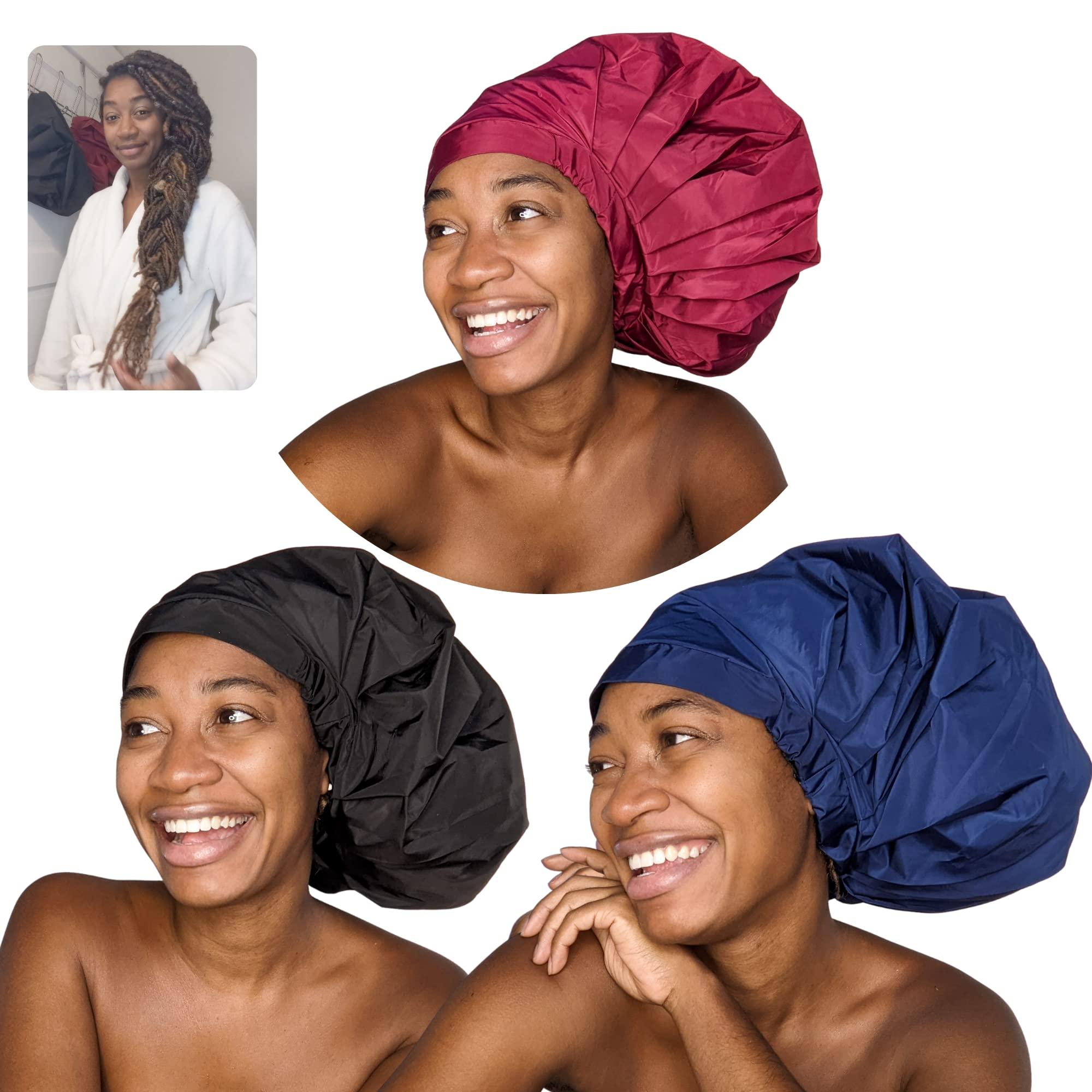 TTAT Try This an That TTAT Shower Cap Jumbo Size for Men & Women With Afro, Long Dreadlocks, Locs, Box Braids, Coily, Voluminous & Long Hair, Waterproof, Washable, Reusable & Adjustable (Maroon)