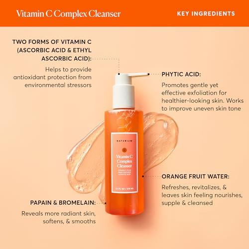 Naturium Naturium Vitamin C Complex Cleanser, Gently Exfoliating & Deeply Cleansing Foaming Face Wash Gel with Phytic Acid & Fruit Enzymes, 7.1 oz
