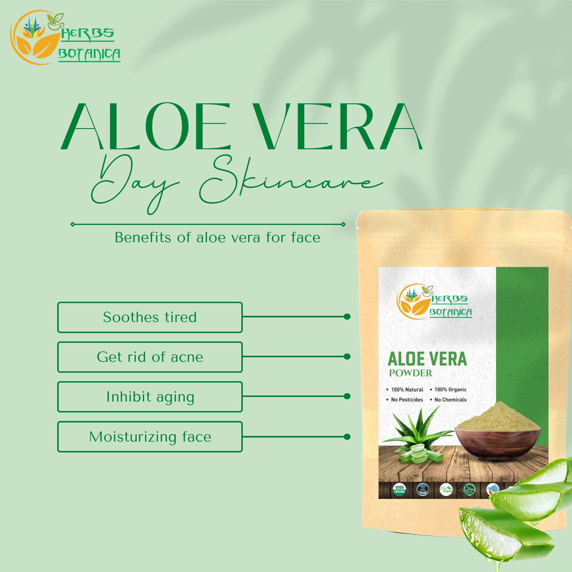 Herbs Botanica Herbs Botanica Aloe Vera Powder Organic for Hair Growth, Skincare, Haircare Organic, Moisturizing, and Soothing Aloe Barbadensis Vegan NO GMO 5.3oz /150g