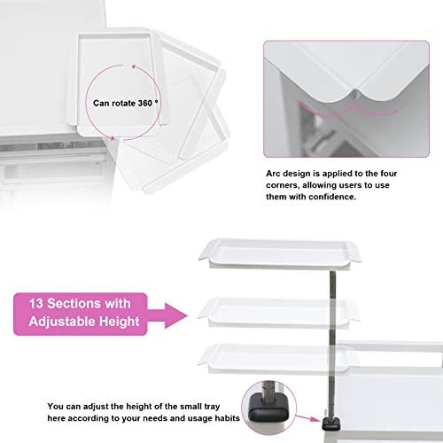 Elitzia Lash Cart Beauty Eyelashes Cart Organizer Esthetician Utility Trolley Salon Spa Rolling Trolley with Wheels Metal Storage Tray Fully Assembled 4 Drawers White Elitzia ETST19