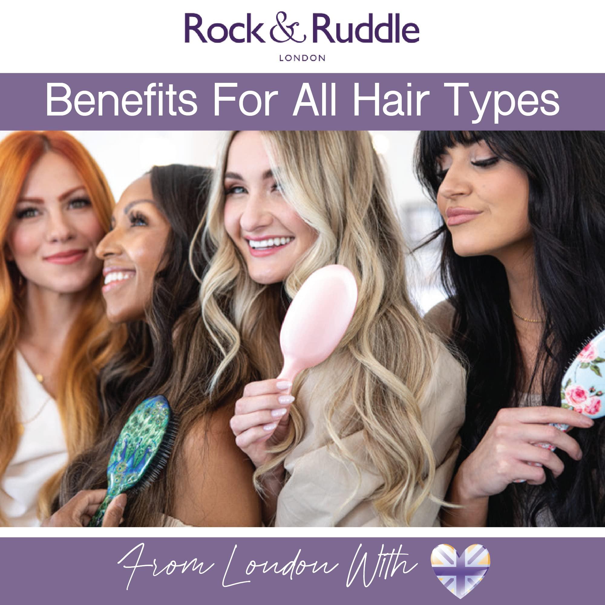 Rock & Ruddle Rock & Ruddle Natural Mixed Boar Bristle Hair Brush for Women and Kids (Small 6.9") - Perfect for Wet or Dry Hair, Detangling Smoothing Blowdrying - Designed & Made in UK - Ladybirds