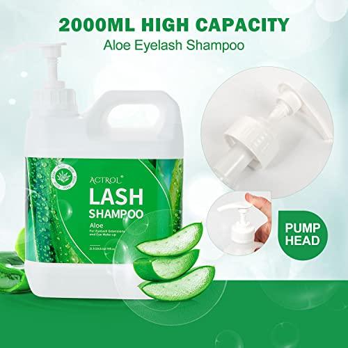 ACTROL Eyelash Extension Cleanser Aloe 2L Natural Lash Extension Shampoo Professional Eyelid Foaming Cleanser Paraben & Sulfate Free Non-lrritating with Salon and Home Care