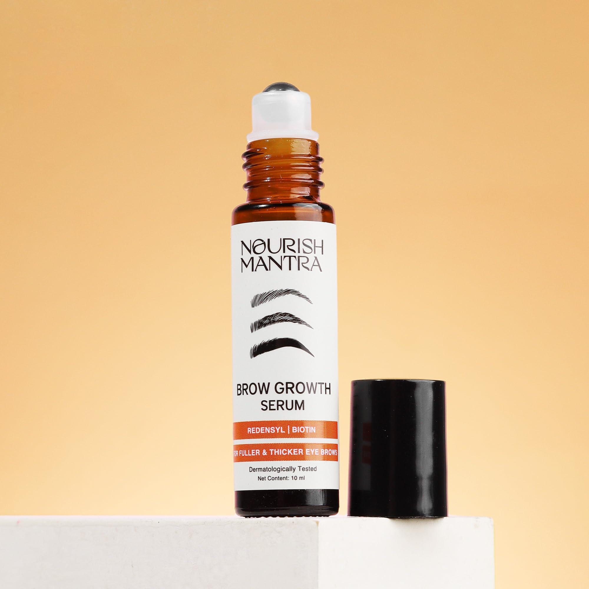 NOURISH MANTRA Nourish Mantra Eyebrow Growth Serum | Formulated with Redensyl, Biotin, Peptides & Amino Acids | Natural Eyebrow Serum and Enhancer for Thicker Brows | Brow Enhancing Serum 10 ml