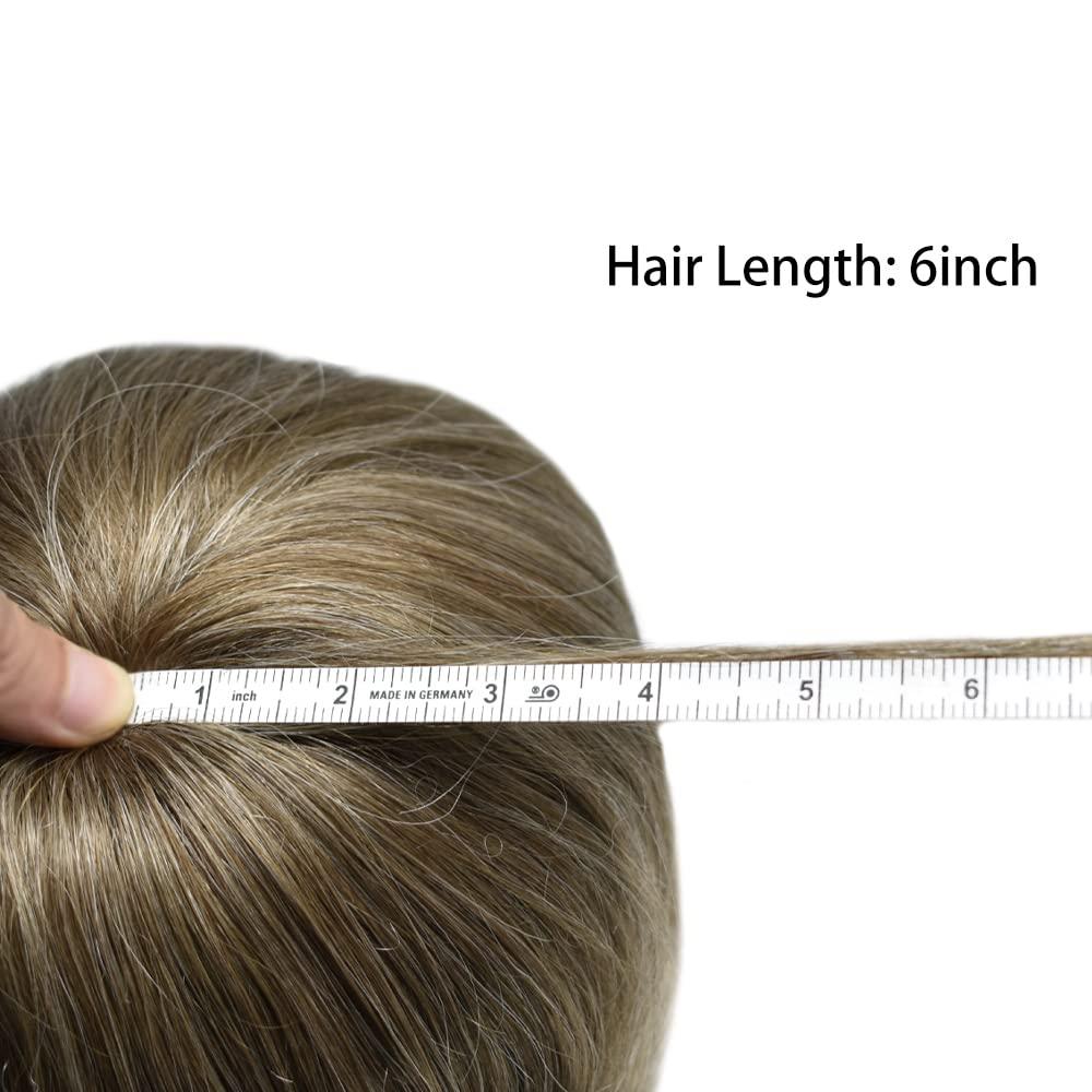 Hair Wonders Toupee For Men Real Human Hair Ultra Thin Skin Hair Replacement System Mens Toupee Hair Pieces For Men Hair System Protesis Capilar8x10light to medium density#1820 18# MEDIUM BLONDE+20% GREY