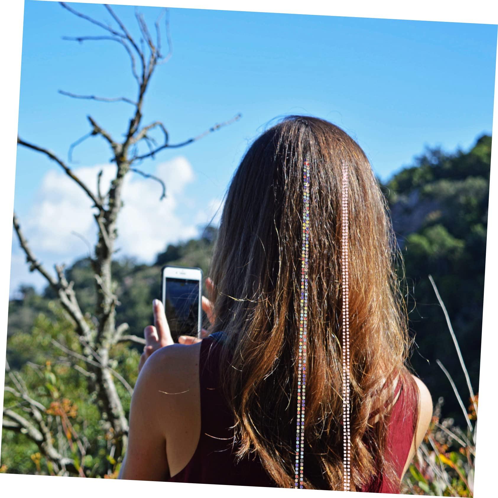 BELLIFFY BELLIFFY 2pcs Rhinestone Hair Chain Hair Jewelry Hair Accessory for Womens Hair Clips Hair Jewels for Women Braid Hair Accessories Rhinestone Barrettes for Women Braided Acrylic