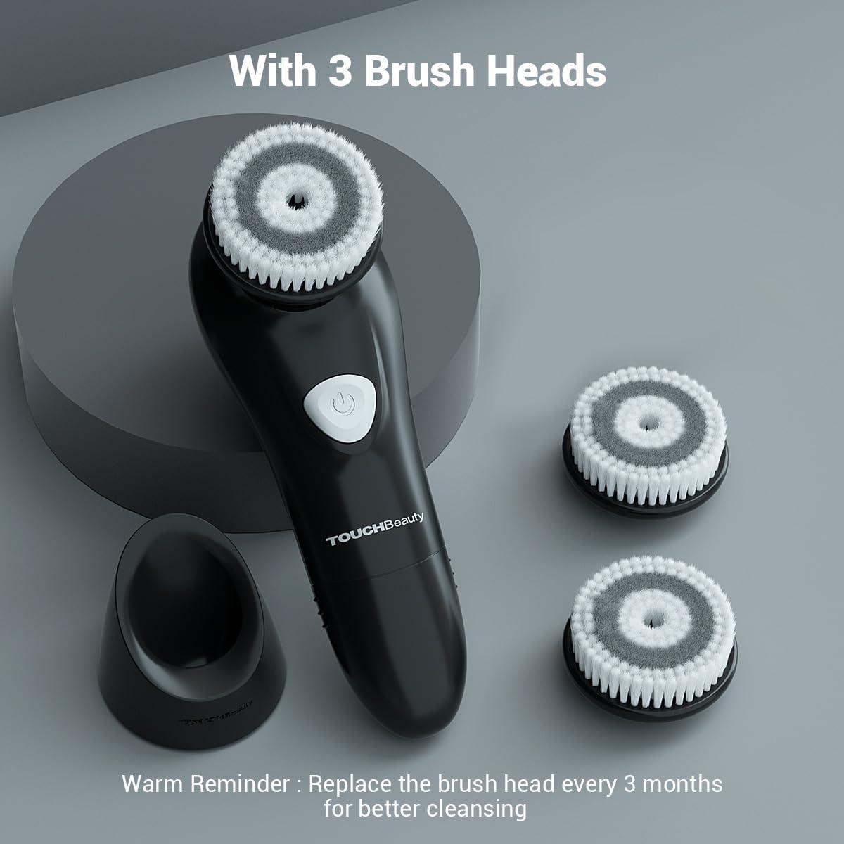 TOUCHBeauty TOUCHBeauty Facial Brush for Men Skin Scrubber with Advanced 6 Degree Oscillating Vibration Cleansing Technology, Waterproof Men's Facial Exfoliator Massager Black TB-1487