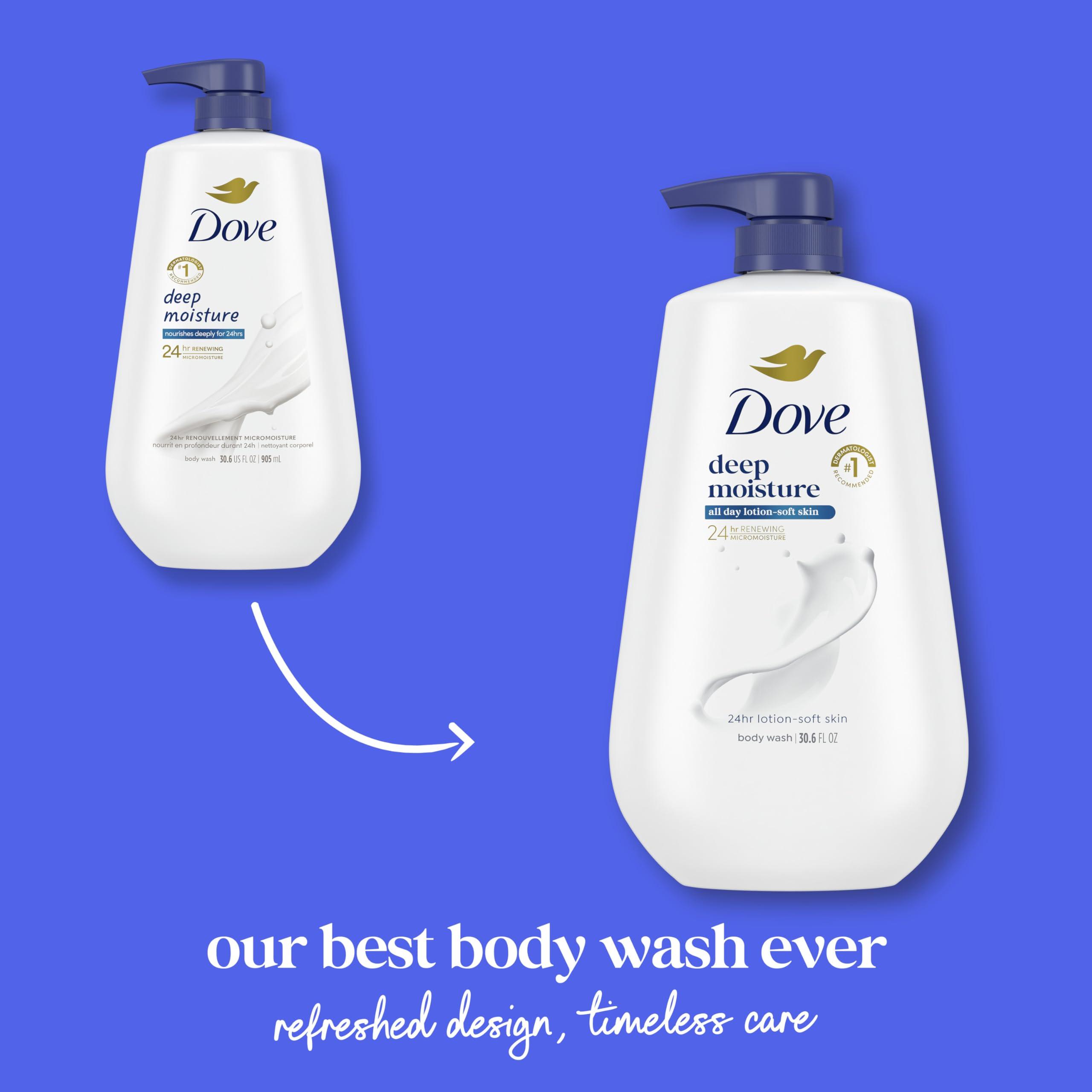 Dove Dove Body Wash with Pump 3 Count Deep Moisture for 24hr Lotion-Soft Skin Moisture Moisturizing Skin Cleanser with No Sulfates No Parabens