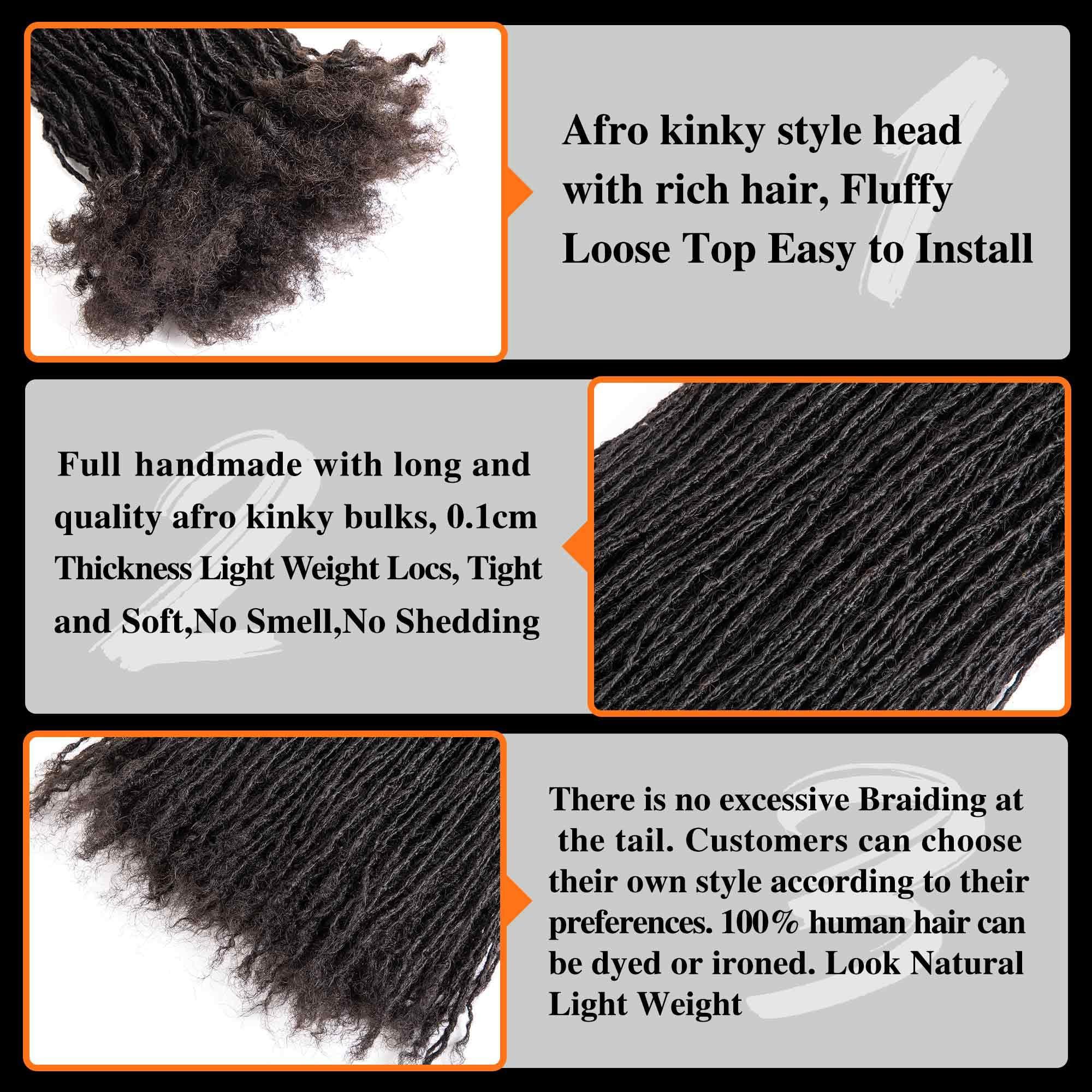 originea Originea 8-18 Inch 0.1 Thickness Curly Tips Interlocked sisters Locs 100% Real Human Hair Micro loc Extensions Permanent Dreadlock Extensions Natural Looking Locs (1B# 0.1cm, 12 Inch 70 Strands)