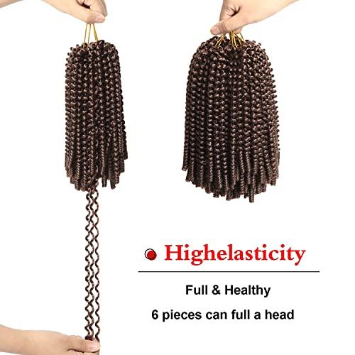 DUS Spring Twist Hair 6 Packs 8 inch Fluffy Spring Twist Crochet Hair Passion Twist Crochet Hair Synthetic Braiding Hair Extensions 15 Strands 55g/Pack #33
