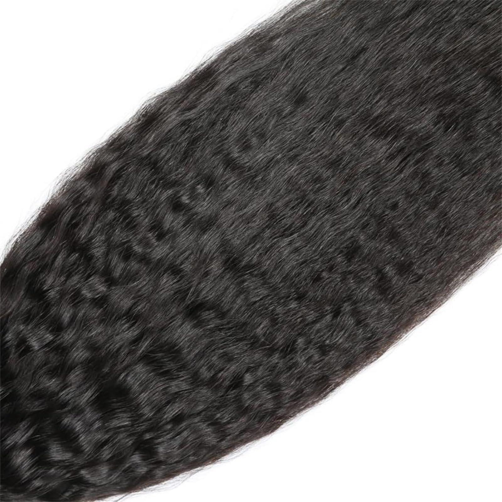 Jennandra Yaki Straight Human Hair Bundles Yaki Bundles Human Hair 3 Bundles Human Hair 100% Unprocessed Brazilian Virgin Hair Bundles Yaki Human Hair Extensions Natural Color(1B-Yaki-26 28 30Inch)