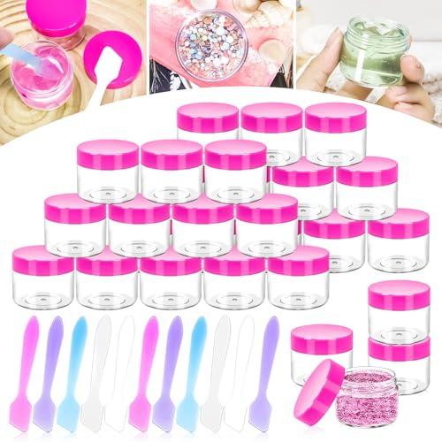 MotBach MotBach 35Pack 20g Small Plastic Cosmetic Containers with Lids, 0.7oz Plastic Makeup Containers Jars with Spatulas, 20ml Sample Jars Travel Size Containers for Toiletries Lip Balm Lotion Slime Cream