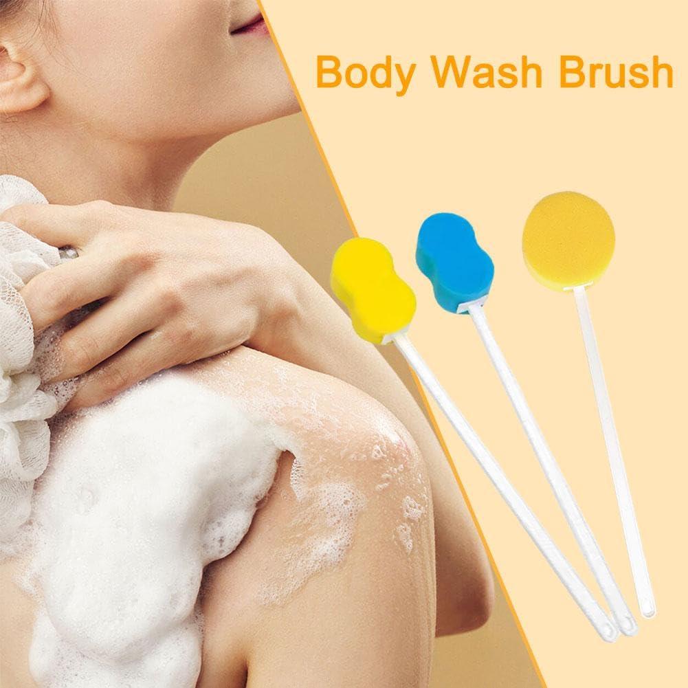 QHUDLV QHUDLV Long Handle Bath Sponge,Handled Back Sponge for Shower,Lightweight Back Washer Handled Butt Scrubber Shower Brush for Foot Body Cleaning Bathing Limited Motion (Round Yellow)