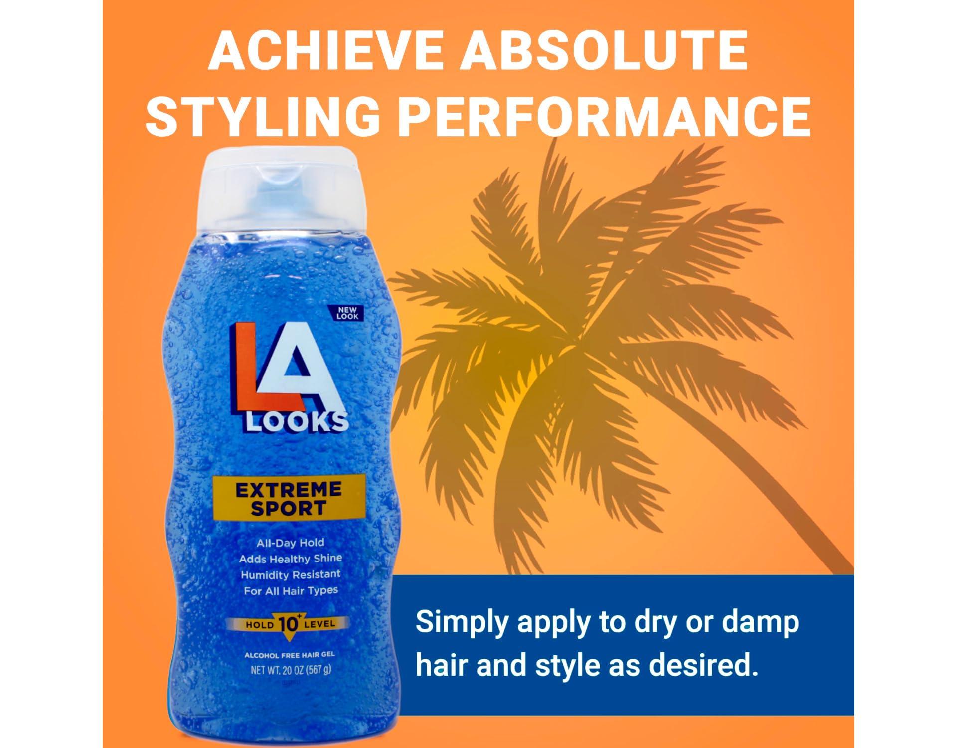 HENITAR L.A. LOOKS Absolute Styling Extreme Sport Hold Gel, Hold Level 10+ 20 oz (Pack of 7)
