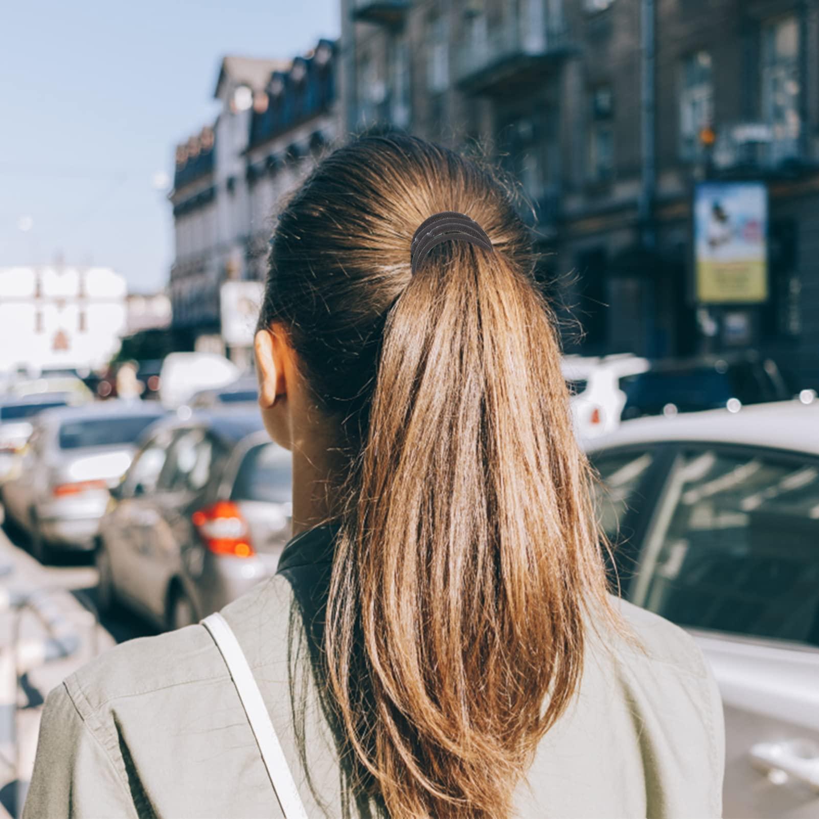 KALLORY 100pcs Black Elastic Headband Ponytail Holders Hair Ties Women Hair Accessories Hair Bands