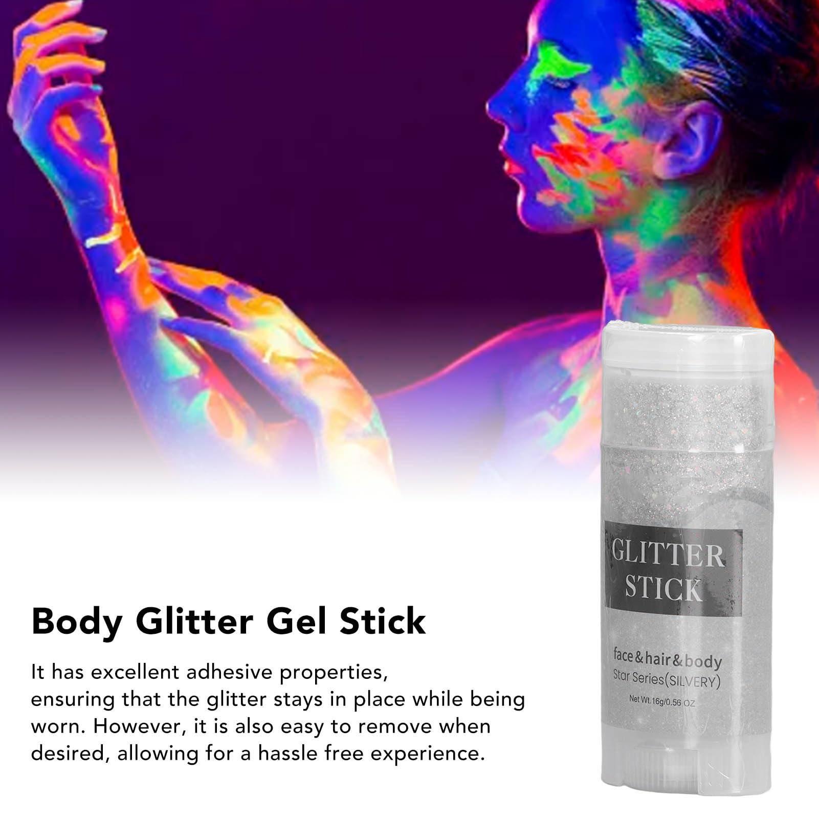 Airshi Body Glitter Stick, Skin Friendly Lasting Mild Silver Sparkling Body Glitter Gel for Hair for Parties
