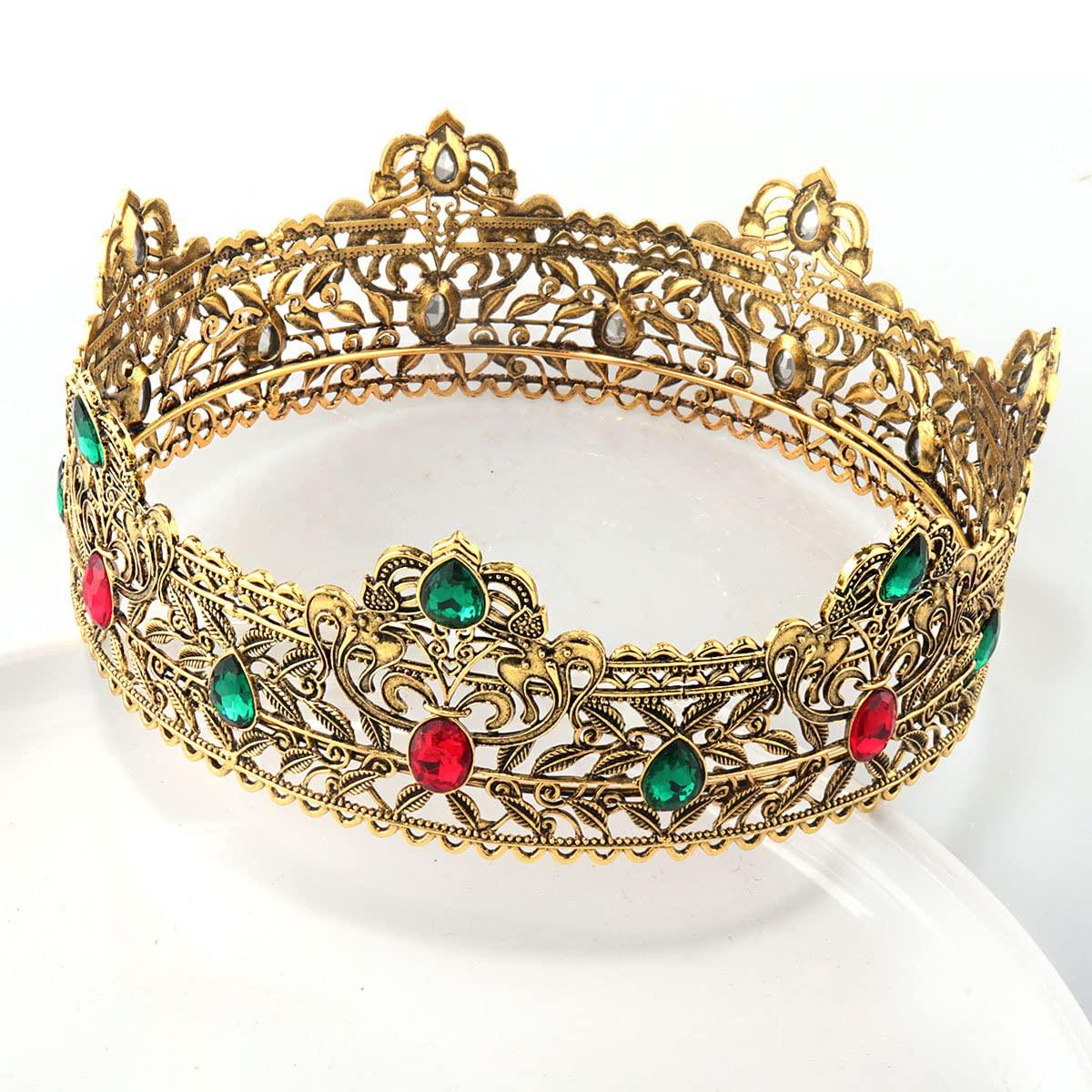 YADIRF YADIRF Men\'s Crowns Metal Adult Men Birthday Prom Homecoming Party Crown King Crown For Festival Wedding Baby Shower (Dark Gold)