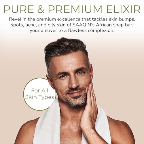 SaaQin SAAQIN - Raw African Black Soap for All Skin Types, Black Soap Ideal for Acne, Wrinkles, Make-Up Removal, Hair & Body, Natural Glycerin Black African Soap, African Black Soap Bar from Ghana, 5 Lbs