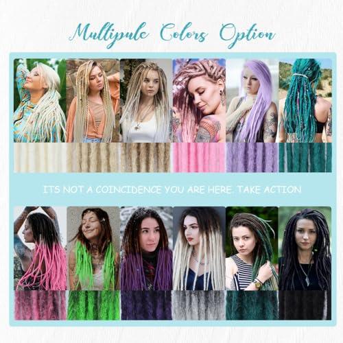 QUISDUIS Quisduis 30 Inch Arctic Blue Dreadlock Extensions, 40 Strands Synthetic Single Ended Dreads Thin Soft Crochet Dreads Extensions Hippie Style Dreadlock for Woman