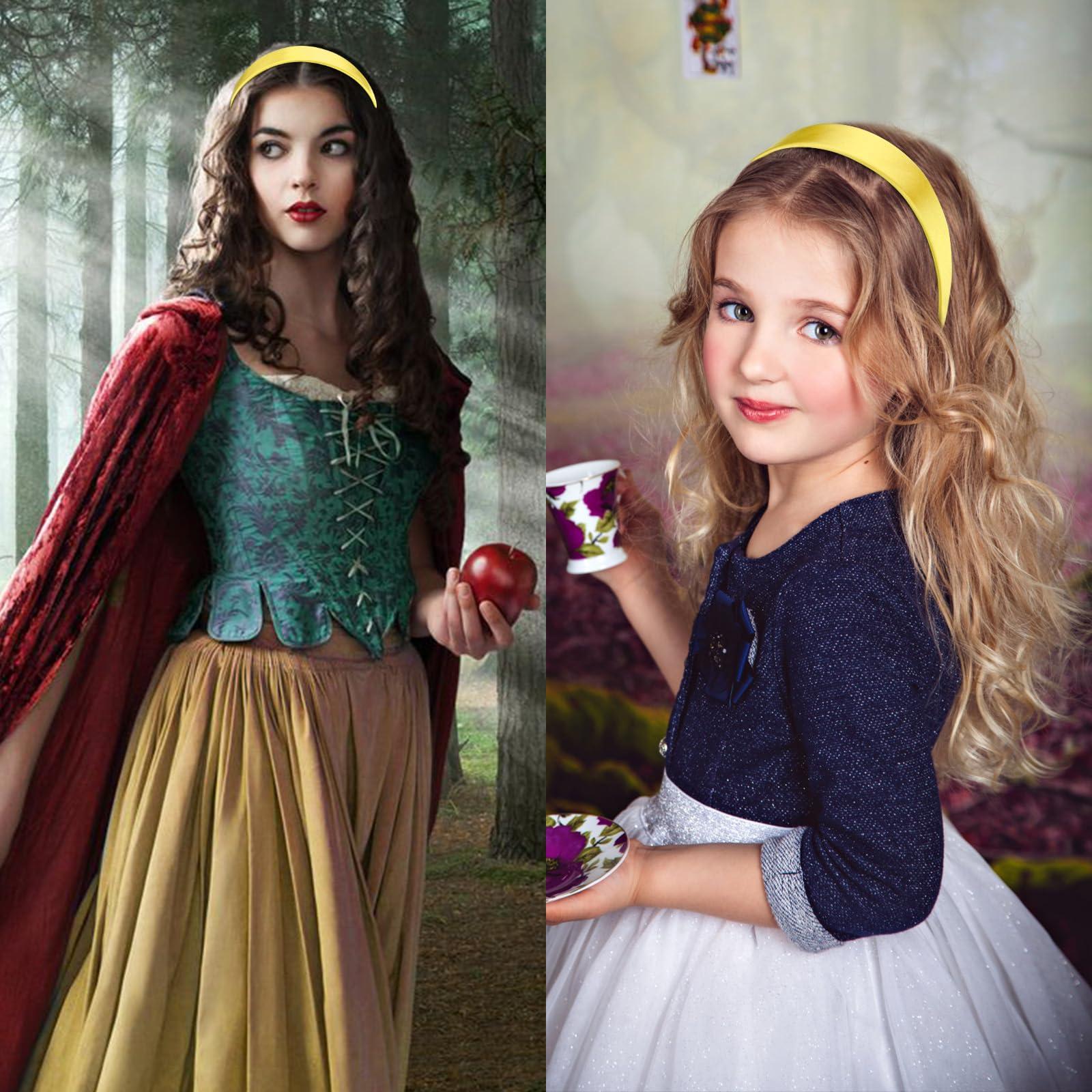 VELSCRUN VELSCRUN Yellow Headband for Women Girls 1.6 Inch Wide Headbands Satin Head Bands for Womens Hair Solid Simple Holiday Hair Bands Cosplay Halloween Hair Accessories Gifts for Mothers Sisters