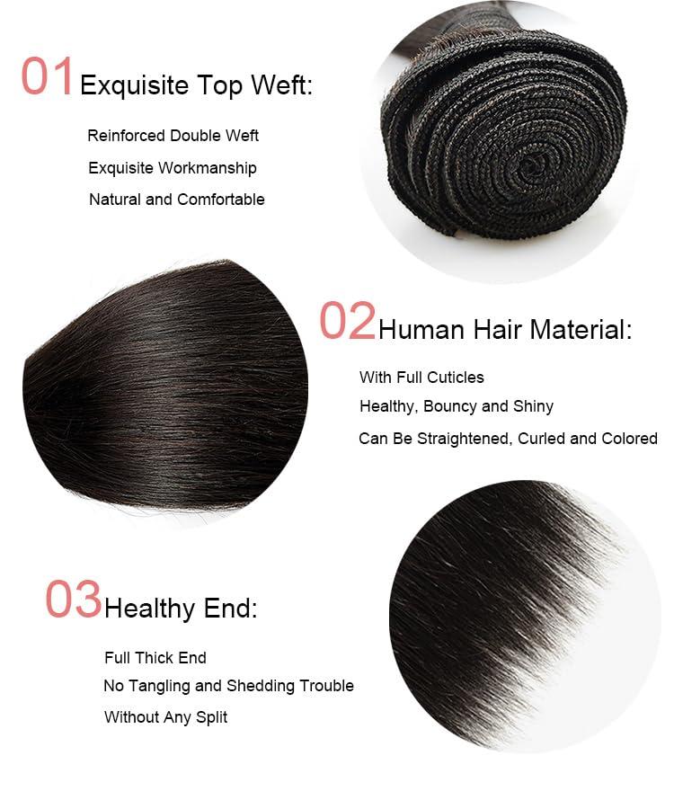 JTMMP JTMMP Human Hair Bundles with Lace Closure Straight Bundles Human Hair 24 22 20+18 inch 5x5 Lace Closure Straight Human Hair Bundles Deals Human Hair for Woman