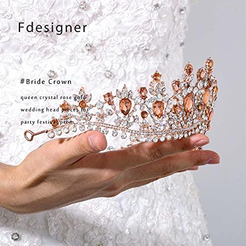 Fdesigner Fdesigner Baroque Wedding Crown and Tiaras Crystal Bride Tiaras Queen Bridal Crowns Pageant Headpieces for Women and Girls