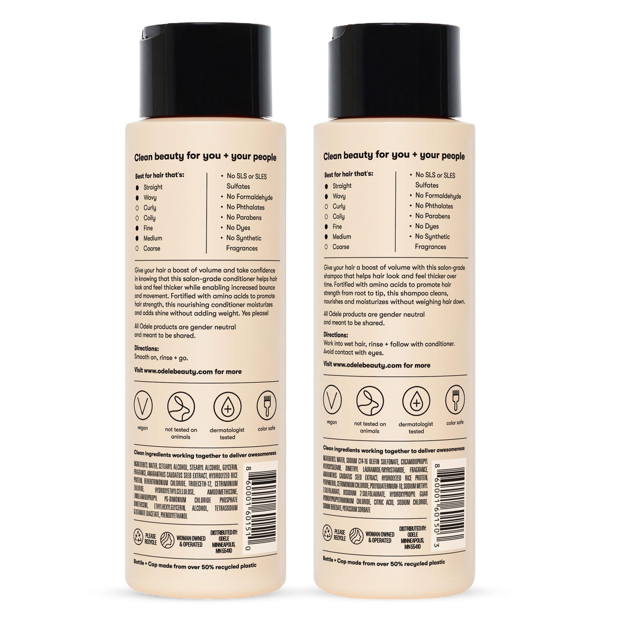 Odele Odele Volumizing Sulfate-Free Shampoo & Conditioner Set, Adds Moisture, Shine, and Fullness for Straight or Wavy Hair Types, 13 Fl Oz Each (2-Pack)
