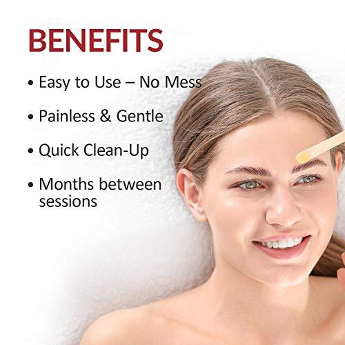 MOOM MOOM Organic Eyebrow Waxing Kit with Pomegranate Oil & Chamomile - Natural Sugar Hair Removal Glaze with 12 Reusable Strips & 4 Applicators for Sculpting 0.6 oz. 1 Pack