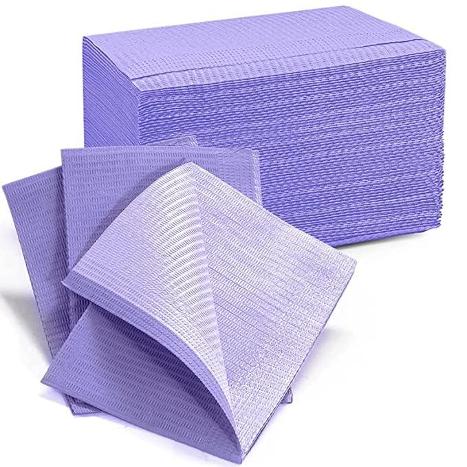Generic Disposable Dental Bibs Sheets Cloths, Tattoo Table Covers Clean Pad,Underpad Hygiene Personal Tattoo Bib Waterproof Tattoo Tablecloth Tattoo Supply Sheet, 125 pcs 13\" X 17\" (Purple) (125 Pcs)