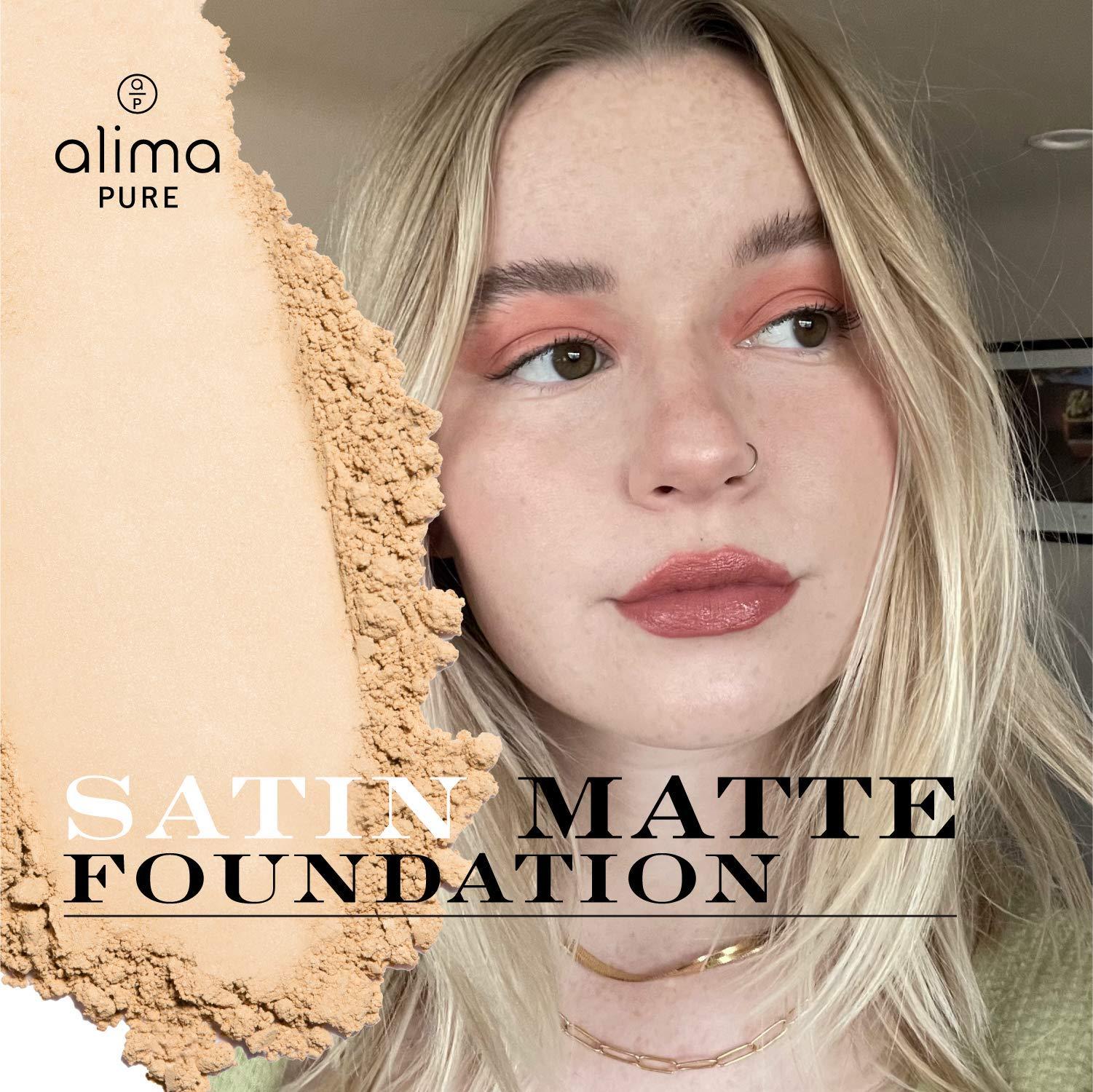 Alima Pure Alima Pure Matte Foundation Loose Mineral Powder Foundation Makeup, Loose Powder Makeup Oil Free Talc Free Powder, Natural Makeup Mineral Foundation Full Coverage Natural Foundation Powder .23 oz/6.5g