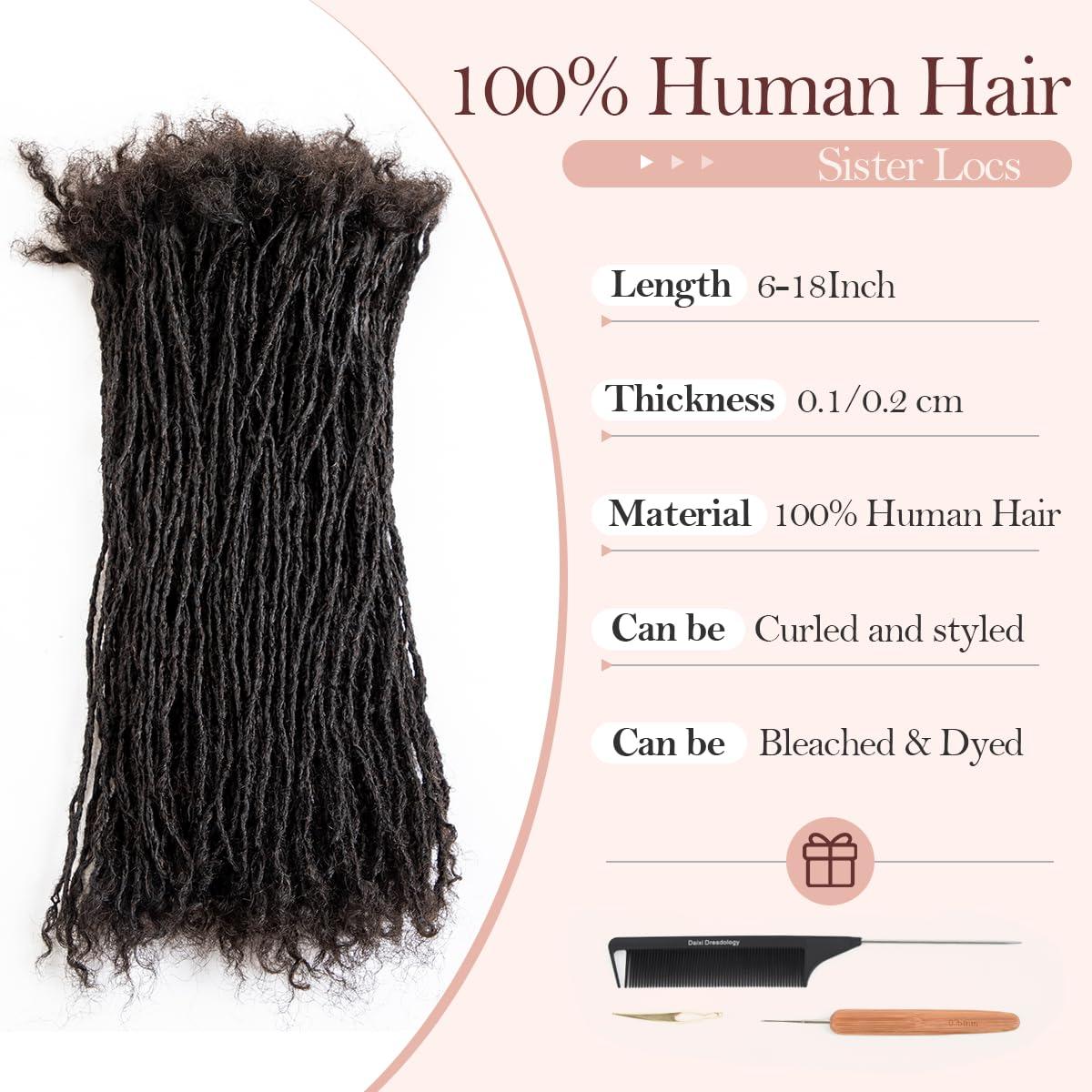 originea Originea 8-18 Inch Thickness Curly Tips Interlocked sisters Locs 100% Real Human Hair Micro loc Extensions Permanent Dreadlock Extensions Natural Looking Locs (1B# 0.2cm, 12 Inch 120 Strands)