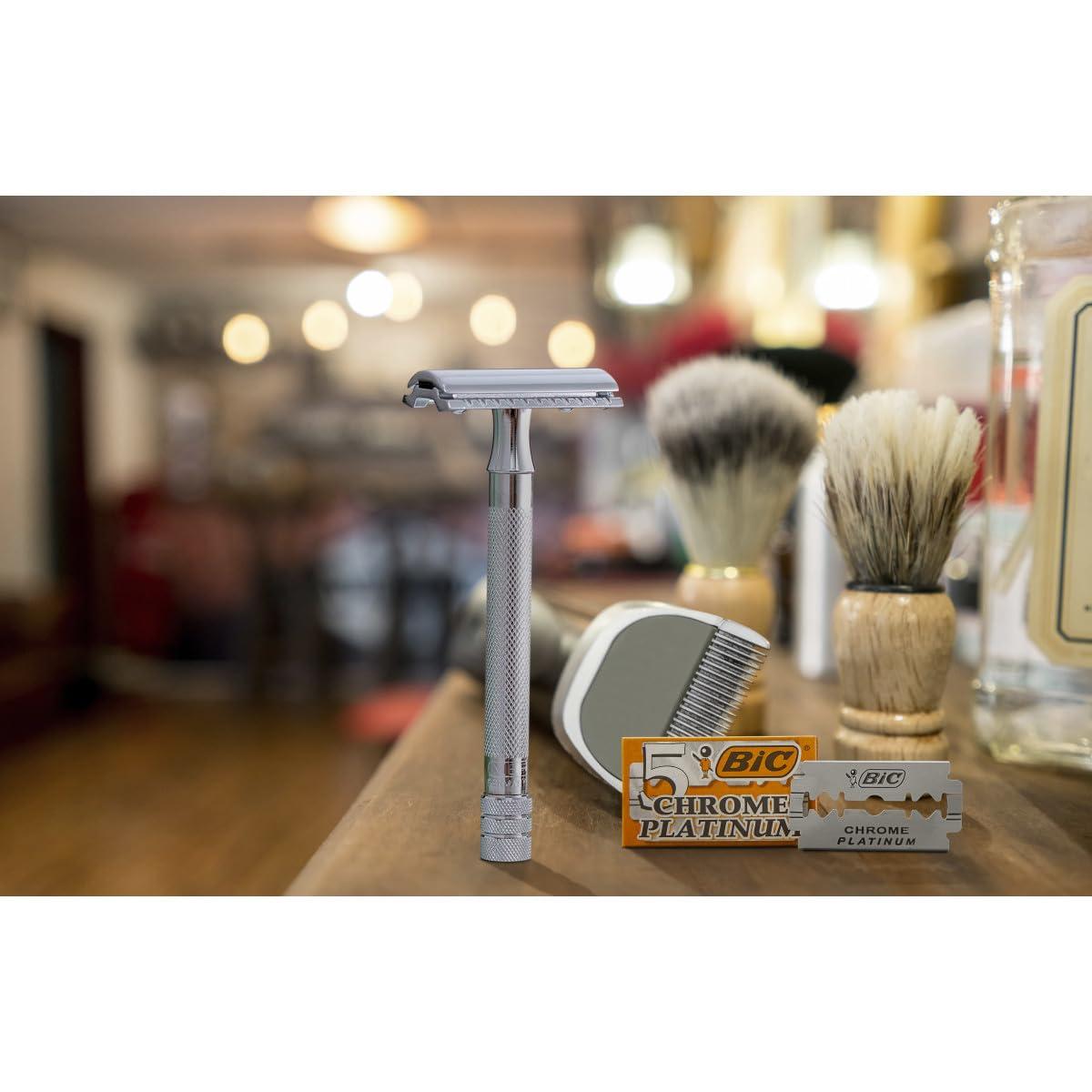 BIC BIC Chrome Platinum Double Edge Safety Razor Disposable Single Blades (100 Pack)