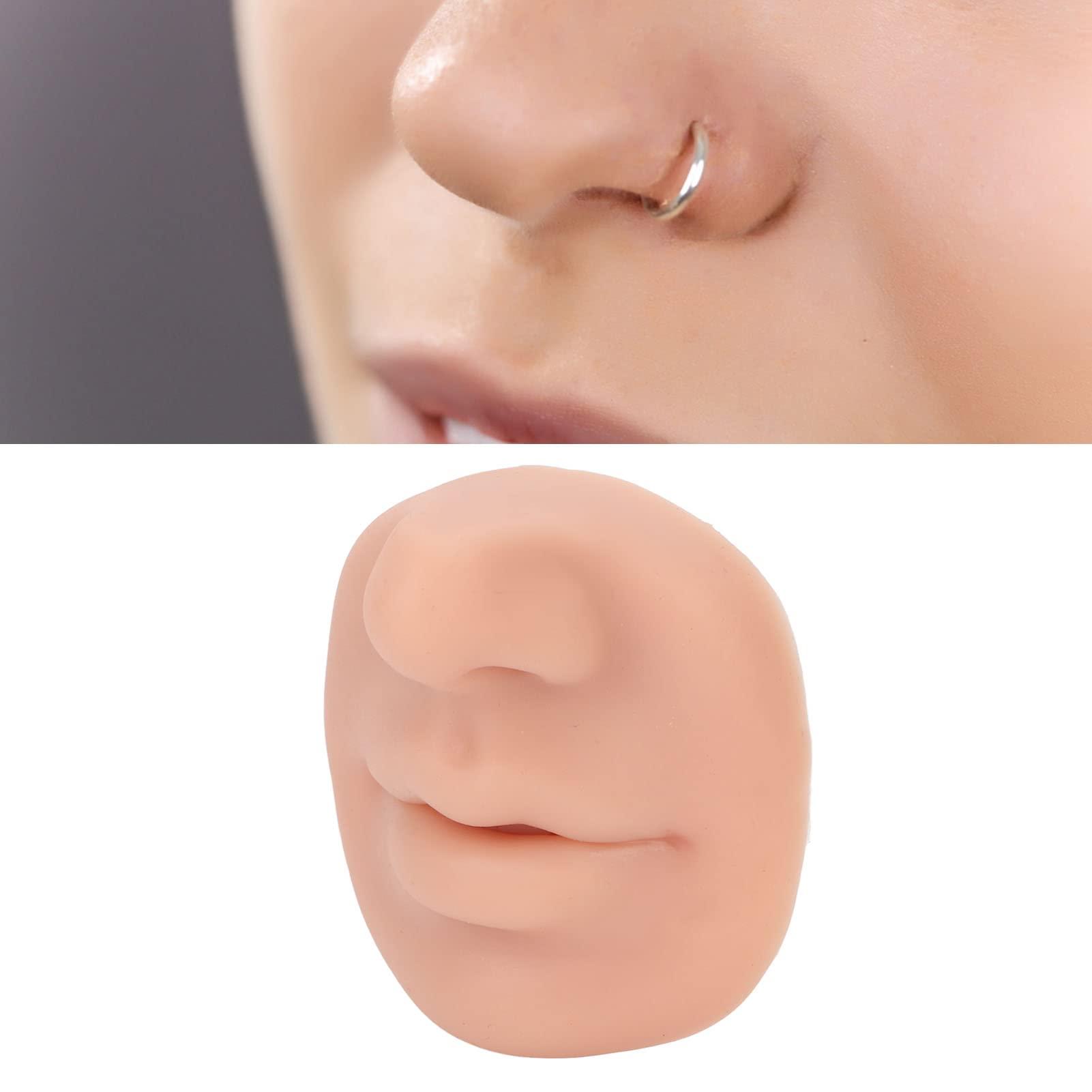 Naroote Silicone Body Parts, Piercing Practice Kit, Fake Nose Piercing Practice Body Parts with Mouth Soft Imitation Nose Model Reusable Nose Displays Fake Body Parts for Piercing Practice
